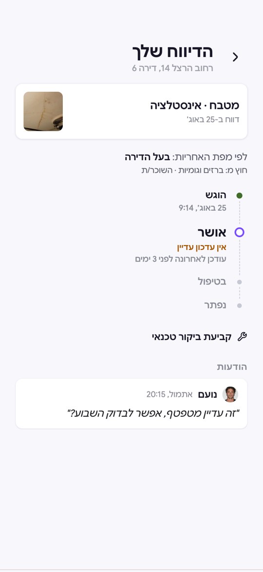 תקלה שדווחה, ואיפה היא עומדת